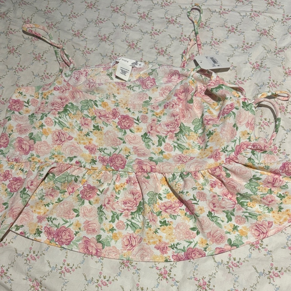 Altar'd State Floral Camisole in Pink and Yellow